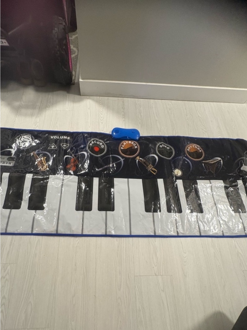 Kids Roll-Up Play Piano Mat - Blue and Black